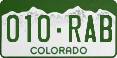 CO license plate 010RAB