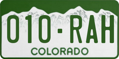 CO license plate 010RAH