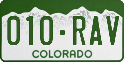 CO license plate 010RAV