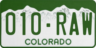 CO license plate 010RAW