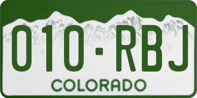 CO license plate 010RBJ