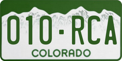CO license plate 010RCA