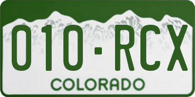 CO license plate 010RCX