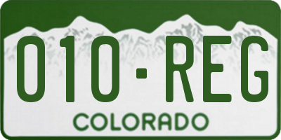 CO license plate 010REG