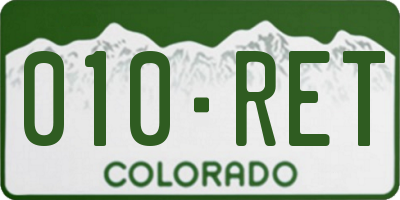 CO license plate 010RET