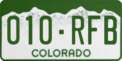 CO license plate 010RFB