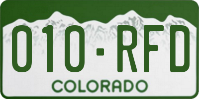 CO license plate 010RFD