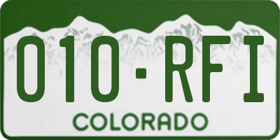 CO license plate 010RFI