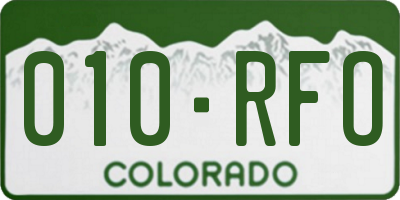 CO license plate 010RFO