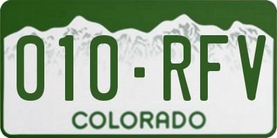 CO license plate 010RFV