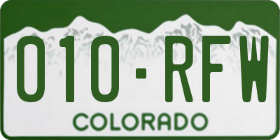 CO license plate 010RFW