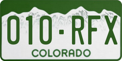CO license plate 010RFX