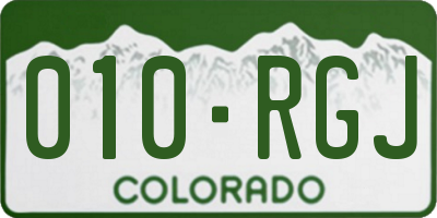 CO license plate 010RGJ