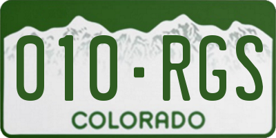 CO license plate 010RGS