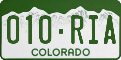 CO license plate 010RIA