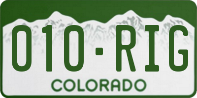 CO license plate 010RIG