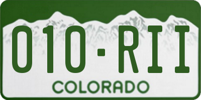 CO license plate 010RII