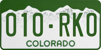 CO license plate 010RKO