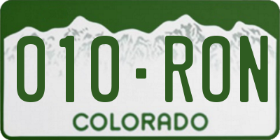 CO license plate 010RON