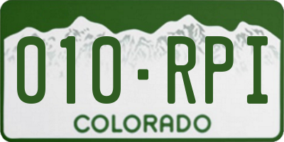 CO license plate 010RPI