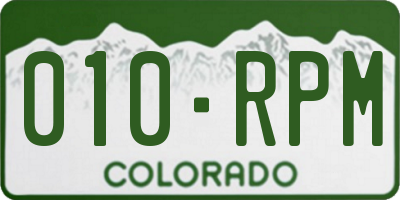 CO license plate 010RPM