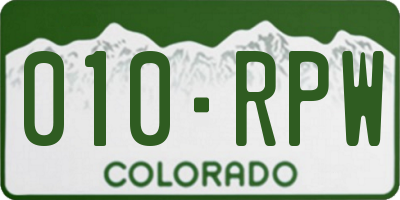 CO license plate 010RPW