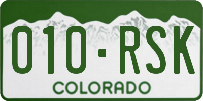 CO license plate 010RSK