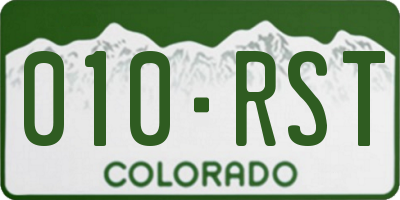 CO license plate 010RST