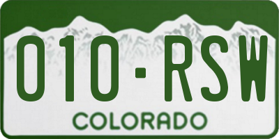 CO license plate 010RSW