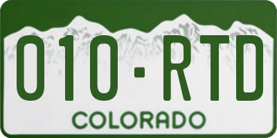 CO license plate 010RTD