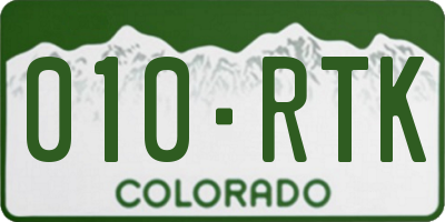 CO license plate 010RTK
