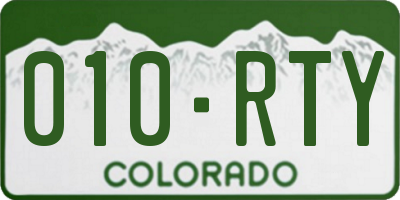 CO license plate 010RTY