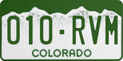 CO license plate 010RVM