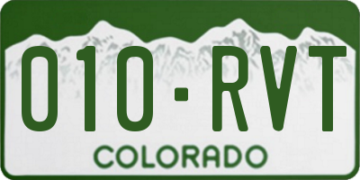 CO license plate 010RVT