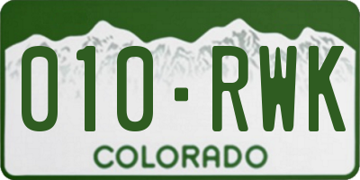 CO license plate 010RWK