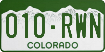 CO license plate 010RWN