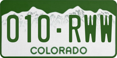 CO license plate 010RWW