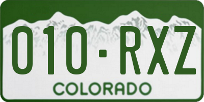CO license plate 010RXZ