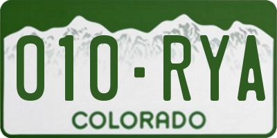 CO license plate 010RYA
