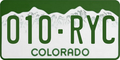 CO license plate 010RYC