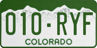 CO license plate 010RYF