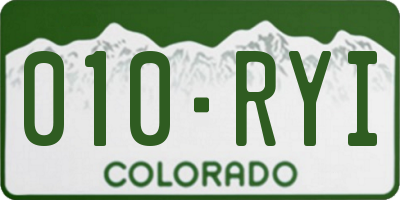CO license plate 010RYI