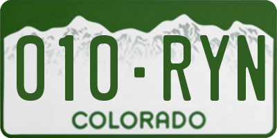 CO license plate 010RYN