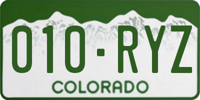 CO license plate 010RYZ