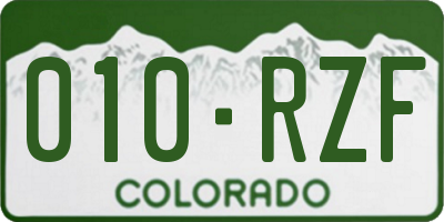 CO license plate 010RZF