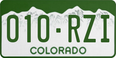 CO license plate 010RZI
