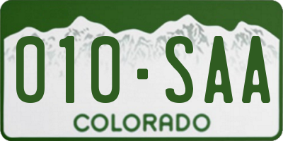 CO license plate 010SAA