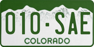 CO license plate 010SAE