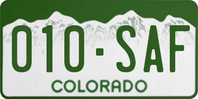 CO license plate 010SAF