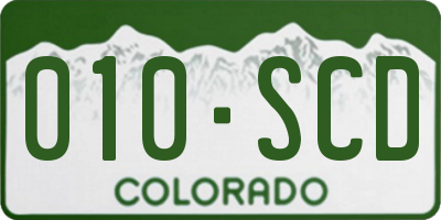CO license plate 010SCD